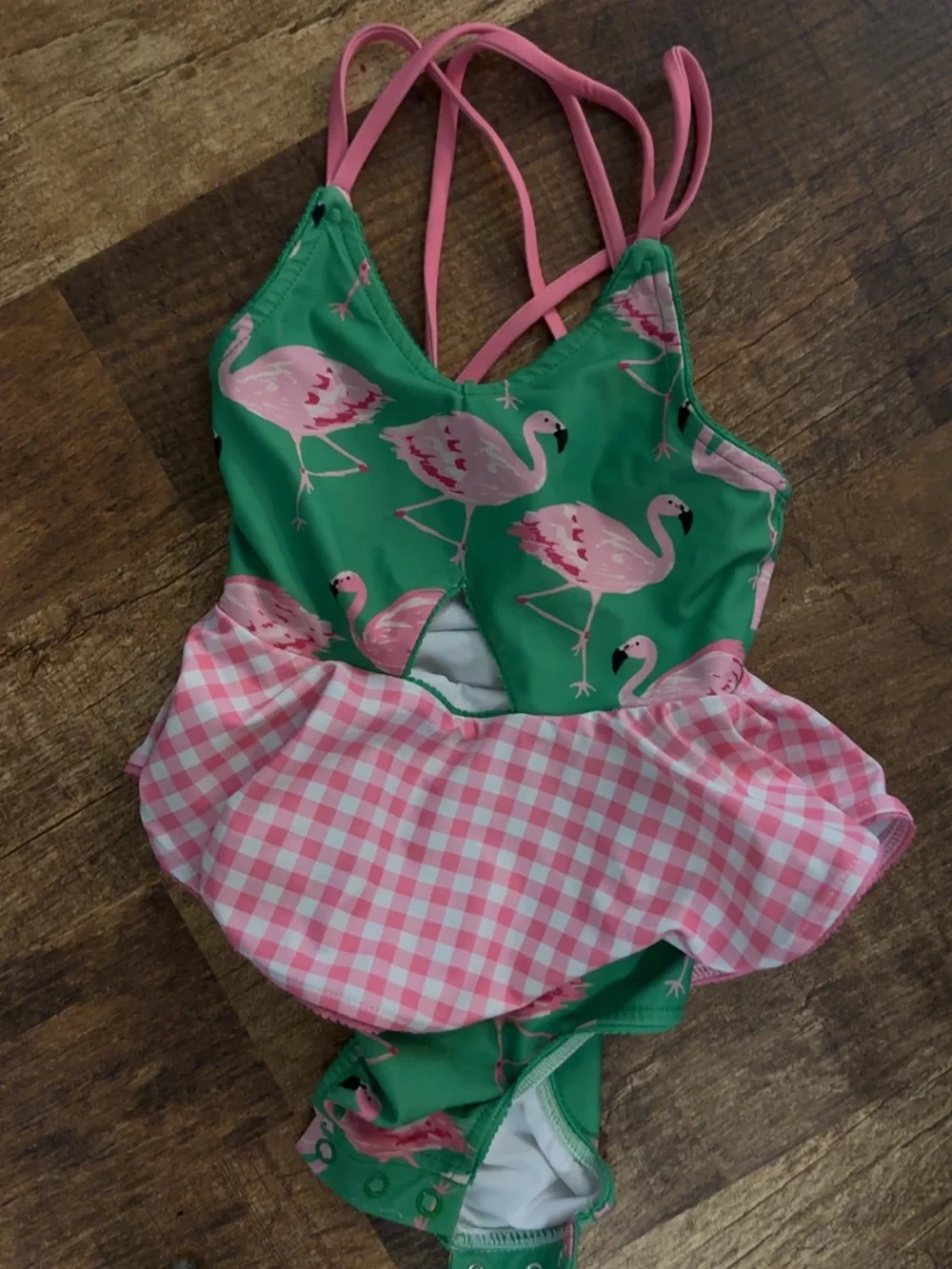 SweetHoney Pink and Green Gingham Kids One Piece